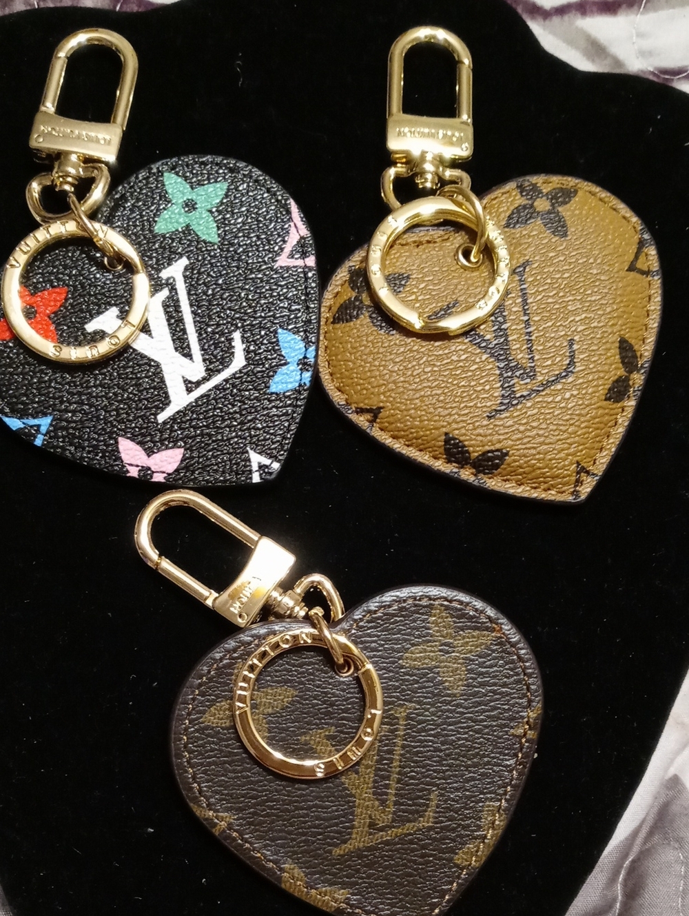 Louis Vuitton Heart Keychain/ Bag Charm Assorted Colors